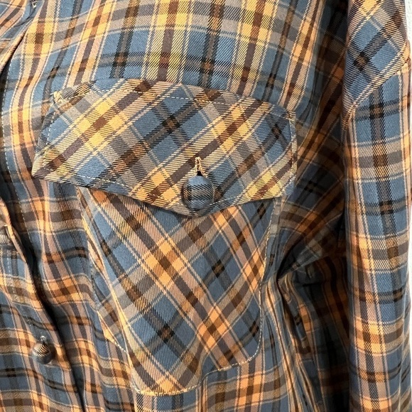 Daisy Street Oversized Orange & Blue Plaid Shirt with Chest Pockets NWT size L - Picture 6 of 11